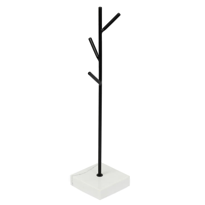 SPENVI Nail Swatch Display Stand Black with Marble White Base for nail color swatches. #color_black