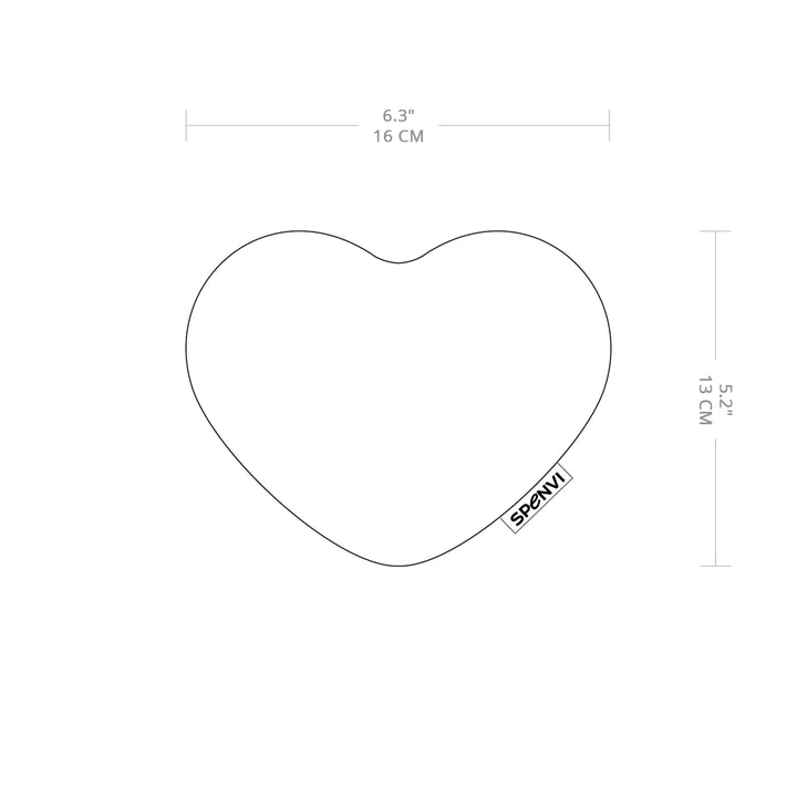 Technical drawing of SPENVI Heart nail tech elbow rest pad showing product dimensions and structure. #color_silver