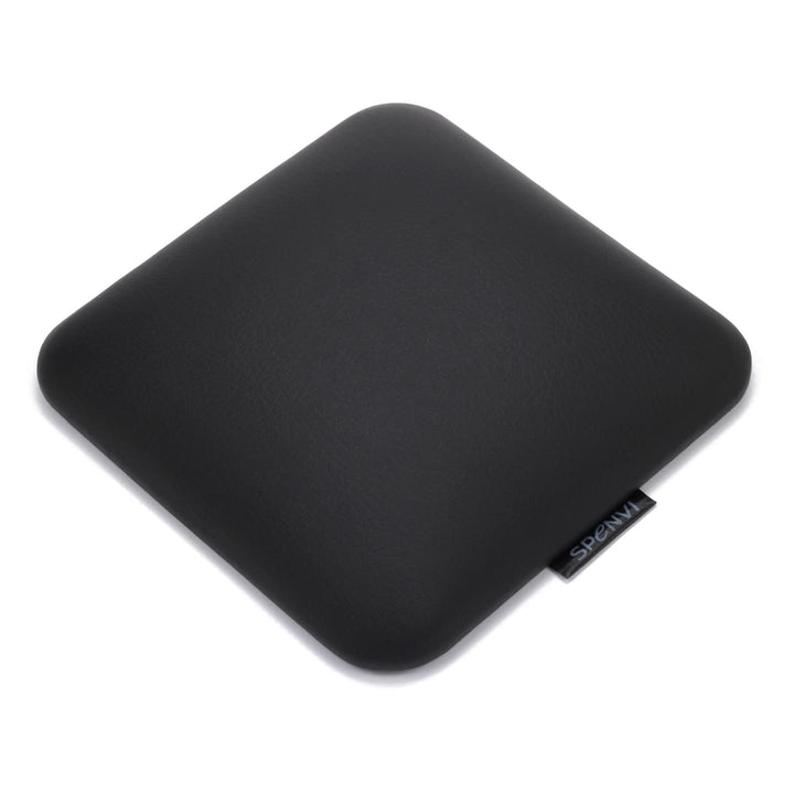 Top view of ergonomic square SPENVI nail tech leather elbow cushion Mini black for professional manicure tables. #color_black