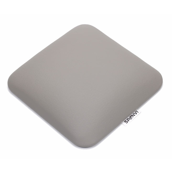 Top view of ergonomic square SPENVI nail tech leather elbow cushion Mini light gray for professional manicure tables. #color_cloud