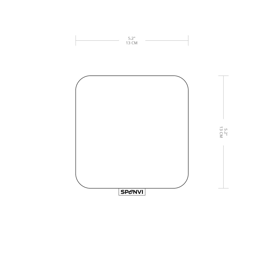 Technical drawing of SPENVI Mini nail tech elbow rest pad showing product dimensions and structure. #color_khaki